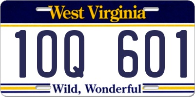 WV license plate 1OQ601