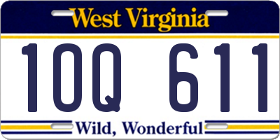 WV license plate 1OQ611