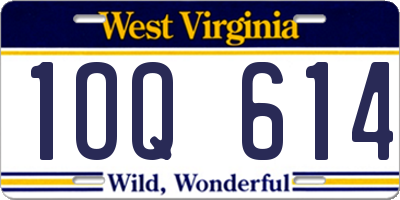 WV license plate 1OQ614