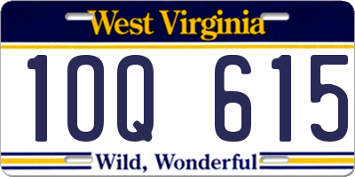 WV license plate 1OQ615