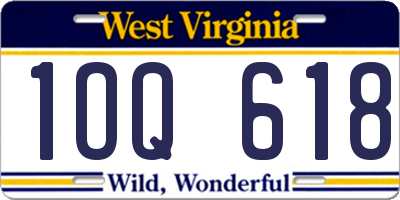 WV license plate 1OQ618