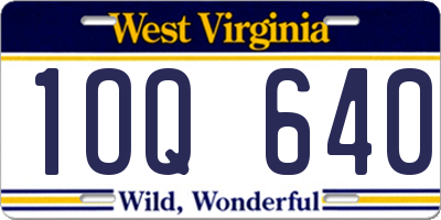 WV license plate 1OQ640