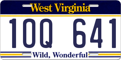 WV license plate 1OQ641