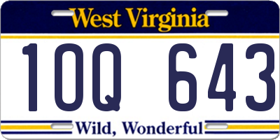 WV license plate 1OQ643