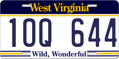 WV license plate 1OQ644
