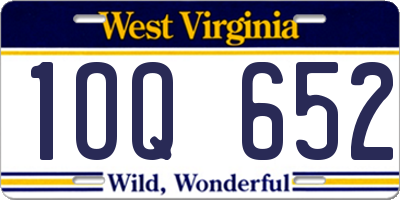 WV license plate 1OQ652