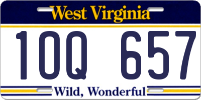 WV license plate 1OQ657