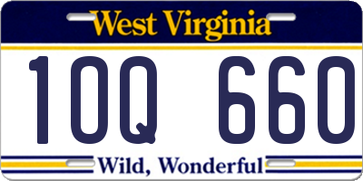WV license plate 1OQ660