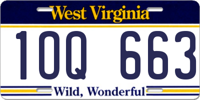 WV license plate 1OQ663
