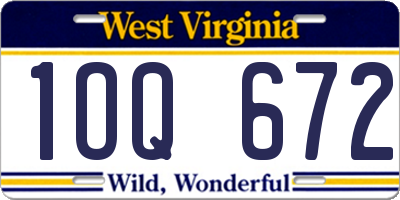 WV license plate 1OQ672