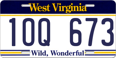 WV license plate 1OQ673