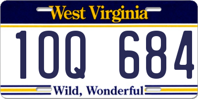 WV license plate 1OQ684