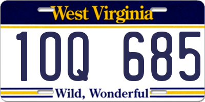 WV license plate 1OQ685