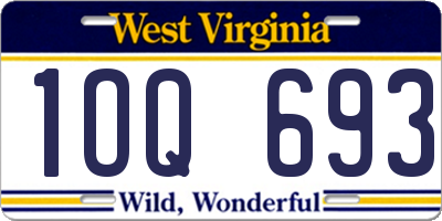 WV license plate 1OQ693