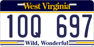 WV license plate 1OQ697