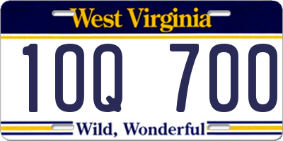 WV license plate 1OQ700