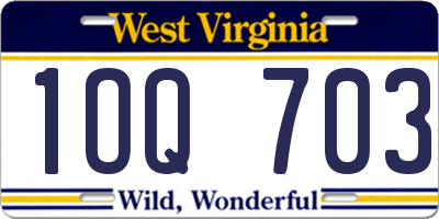 WV license plate 1OQ703