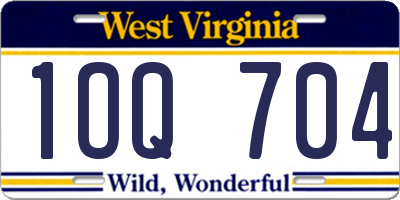 WV license plate 1OQ704