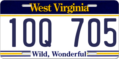 WV license plate 1OQ705