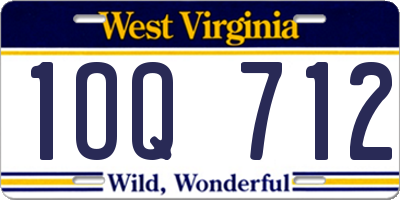 WV license plate 1OQ712