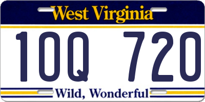 WV license plate 1OQ720
