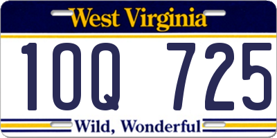 WV license plate 1OQ725