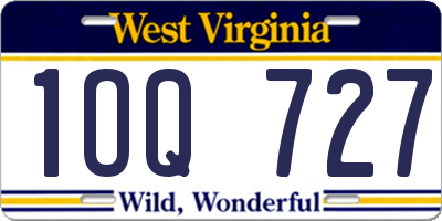 WV license plate 1OQ727