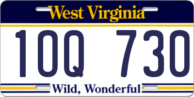 WV license plate 1OQ730