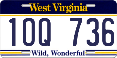 WV license plate 1OQ736