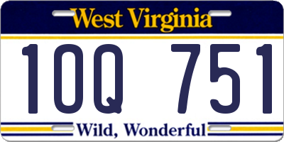 WV license plate 1OQ751