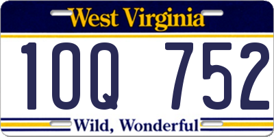 WV license plate 1OQ752