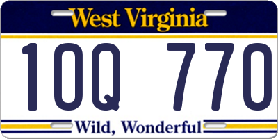 WV license plate 1OQ770