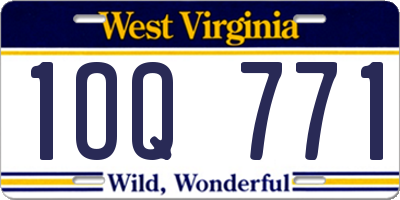 WV license plate 1OQ771