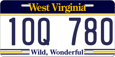 WV license plate 1OQ780