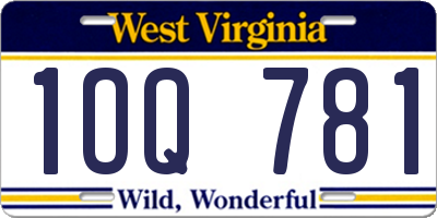 WV license plate 1OQ781