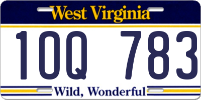 WV license plate 1OQ783