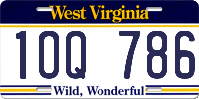 WV license plate 1OQ786