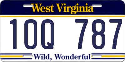 WV license plate 1OQ787