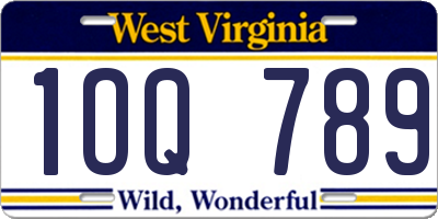 WV license plate 1OQ789