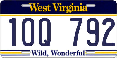 WV license plate 1OQ792