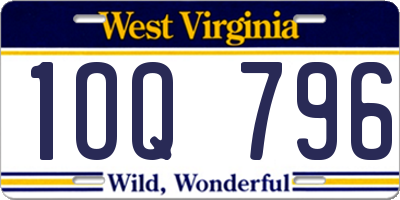 WV license plate 1OQ796