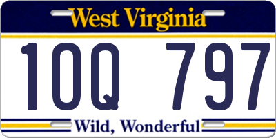 WV license plate 1OQ797