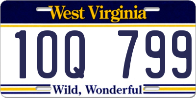 WV license plate 1OQ799