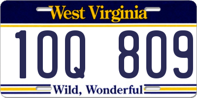 WV license plate 1OQ809