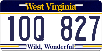 WV license plate 1OQ827