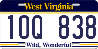 WV license plate 1OQ838