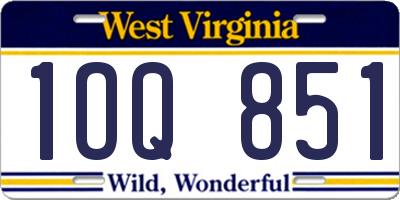 WV license plate 1OQ851