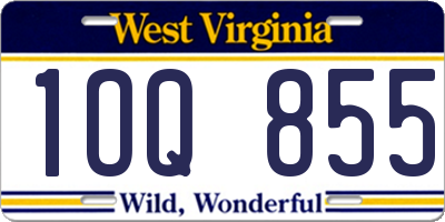 WV license plate 1OQ855