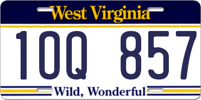 WV license plate 1OQ857