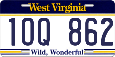 WV license plate 1OQ862